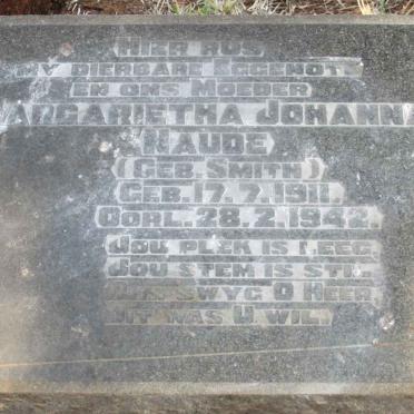 NAUDE Margarietha Johanna nee SMITH 1911-1942