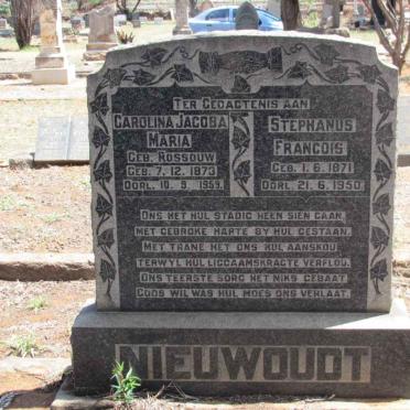 NIEUWOUDT Stephanus Francois 1871-1950 &amp; Carolina Jacoba Maria ROSSOUW 1873-1959