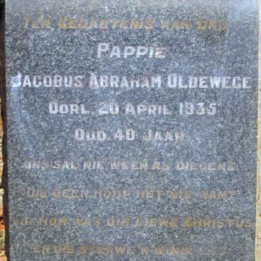 OLDEWEGE Jacobus Abraham -1935