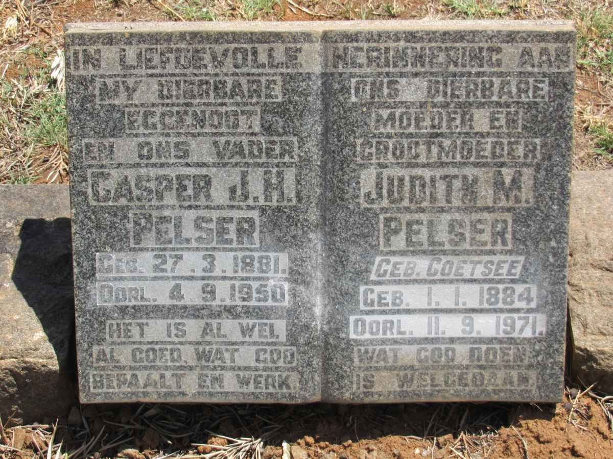 PELSER Casper J.H. 1881-1950 &amp; Judith M. COETSEE 1884-1971
