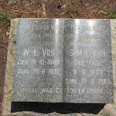 VOS W.L. 1880-1932 &amp; S.M.E. FAUL 1889-1969
