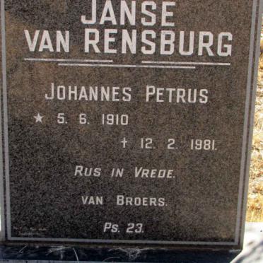 RENSBURG Johannes Petrus, Janse van 1910-1981