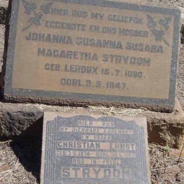 STRYDOM Christian Ernst 1874-1953 &amp; Johanna Susanna Susara Magaretha LEROUX 1880-1947