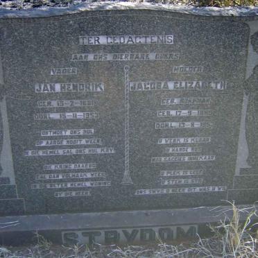 STRYDOM Jan Hendrik 1881-1953 &amp; Jacoba Elizabeth ? 1885-1952