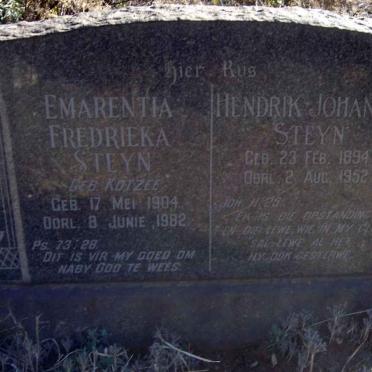 STEYN Hendrik Johannes 1894-1952 &amp; Emarentia Fredrieka KOTZEE 1904-1982