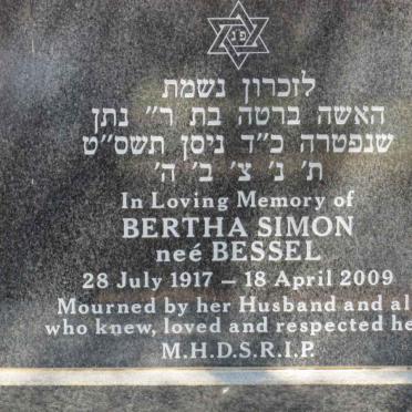 SIMON Bertha nee BESSEL 1917-2009