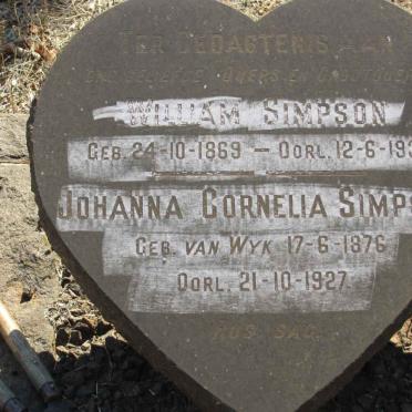 SIMPSON Johanna Cornelia nee VAN WYK 1876-1927