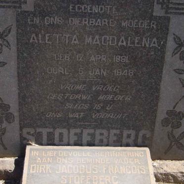 STOFFBERG Dirk Jacobus Francois 1874-1960 &amp; Aletta Magdalena 1881-1948
