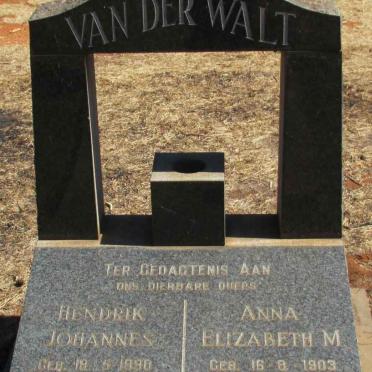 WALT Hendrik Johannes, van der 1890-1946 &amp; Anna Elizabeth M. 1903-1970