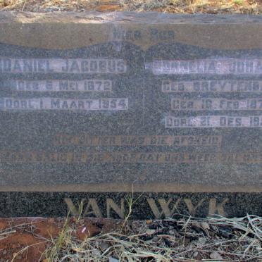 WYK Daniel Jacobus, van 1872-1954 &amp; Cornelia Johanna BREYTENBACH 1977-1959