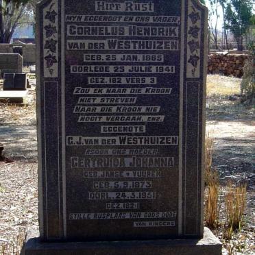 WESTHUIZEN Cornelius Hendrik, van der 1865-1941 &amp; Gertruida Johanna JANSE VAN VUUREN 1873-1951