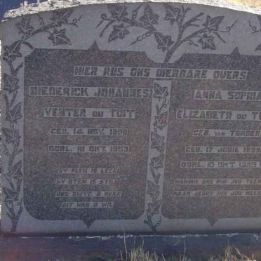 TOIT Diederick Johannes Venter, du 1898-1953 &amp; Anna Sophia Elizabeth VAN TONDER 1899-1985