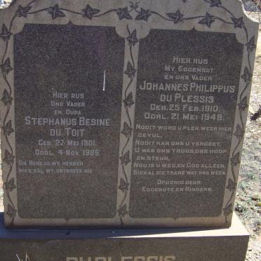 TOIT Stephanus Besine, du 1901-1985 :: DU PLESSIS Johannes Philippus 1910-1948