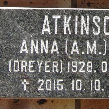 ATKINSON A.M. nee DREYER 1928-2015