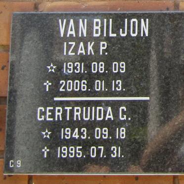 BILJON Izak P., van 1931-2006 &amp; Gertruida G. 1943-1995