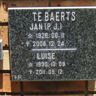 BAERTS P.J., te 1926-2008 &amp; Luise 1930-2011