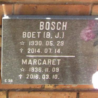 BOSCH B.J. 1930-2014 &amp; Margaret 1936-2016