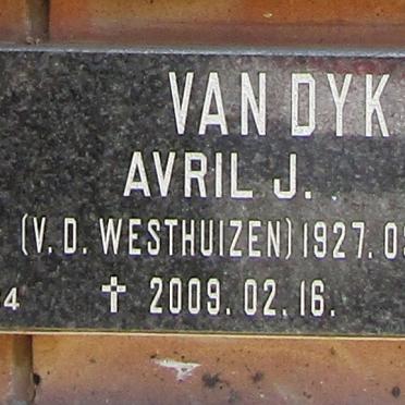 DYK Avril J., van nee v.d. WESTHUIZEN 1927-2009