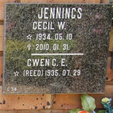 JENNINGS Cecil W. 1934-2010 &amp; Gwen G.E. REED 1935-