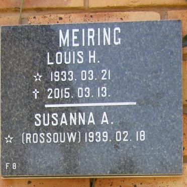 MEIRING Louis H. 1933-2015 &amp; Susanna A. ROSSOUW 1939-