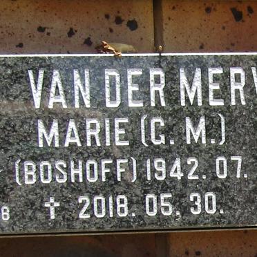 MERWE G.M., van der nee BOSHOFF 1942-2018