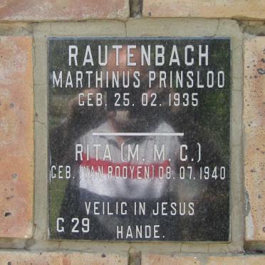 RAUTENBACH Marthinus Prinsloo 1935- &amp; M.M.C. VAN ROOYEN 1940-