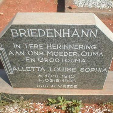BRIEDENHANN Alletta Louise Sophia 1910-1996