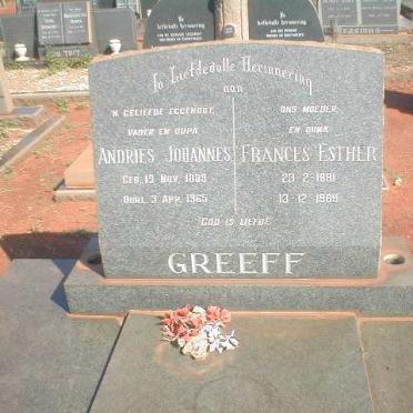 GREEFF Andries Johannes 1889-1965 &amp; Frances Esther 1891-1969