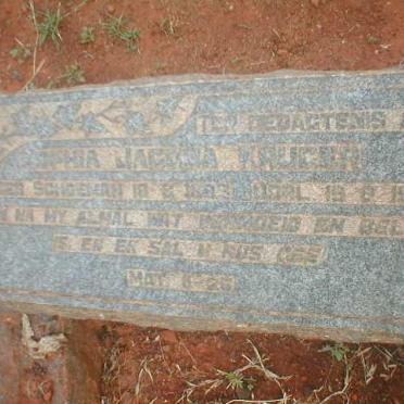KRUGER Sophia Jacoba nee SHOEMAN 1883-1946