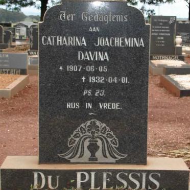 PLESSIS Catharina Joachemina Davina, du 1907-1932
