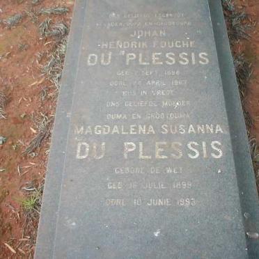 PLESSIS Johan Hendrik Fouche, du 1898-1967 &amp; Magdalena Susanna DE WET 1899-1993