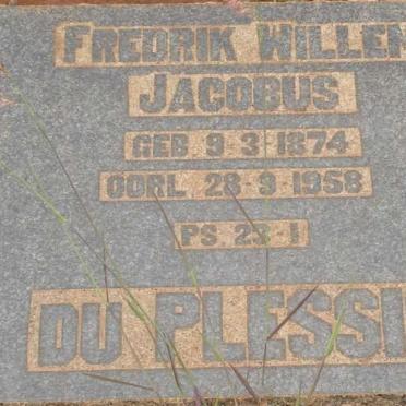 PLESSIS Frederik Willem Jacobus, du 1874-1958