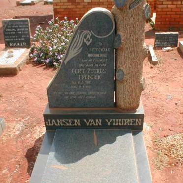 VUUREN Gert Petrus Frederik, Jansen Van 1887-19??