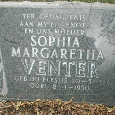 VENTER Sophia Margaretha nee DU PLESSIS 1892 - 1950