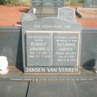 VUUREN Rudolf Johannes, Jansen van 1905-1972 &amp; Susanna Sophia VAN DYK 1912-1970