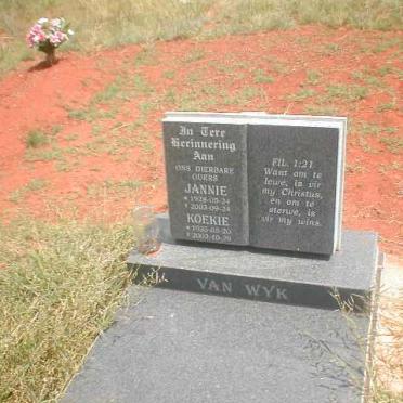 WYK Jannie, van 1928 - 2003 &amp; Koekie 1935 - 2002