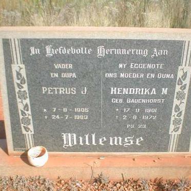 WILLEMSE Petrus J. 1905-1983 &amp; Hendrika M. BADENHORST 1901-1972