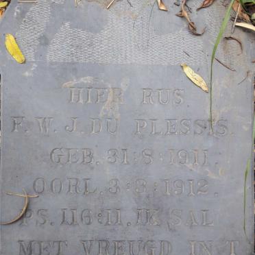 PLESSIS F.W.J., du 1911-1912