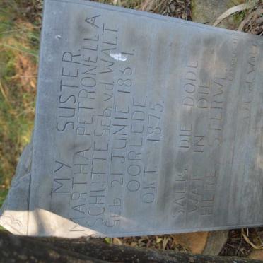 SCHUTTE Martha Petronella nee V.D. WALT 1859-1875