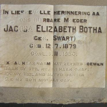 BOTHA Jacoba Elizabeth nee SWART 1879-1950