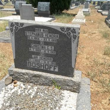 BOSHOFF Stephanus Hendrik 1864-1918 &amp; Christina C.S. 1869-1912 :: BOSHOFF Jan Hendrik 1890-1913