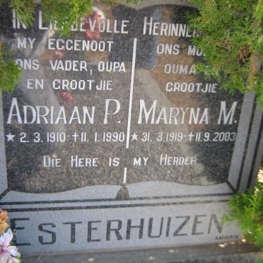 ESTERHUIZEN Adriaan P. 1910-1990 &amp; Maryna M. 1919-2003