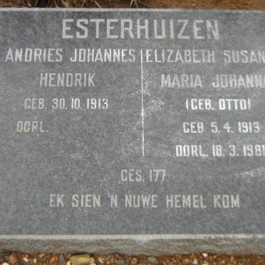 ESTERHUIZEN Andries Johannes Hendrik 1913- &amp; Elizabeth Susanna Maria Johanna OTTO 1913-1981