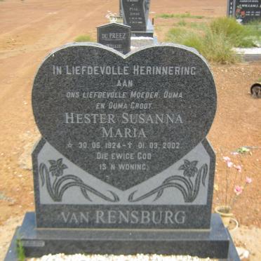 RENSBURG Hester Susanna Maria, van 1924-2002