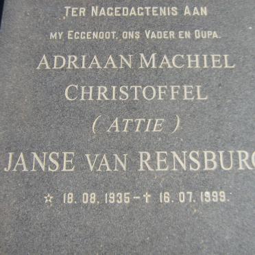 RENSBURG Adriaan Machiel Christoffel, Janse van 1935-1999