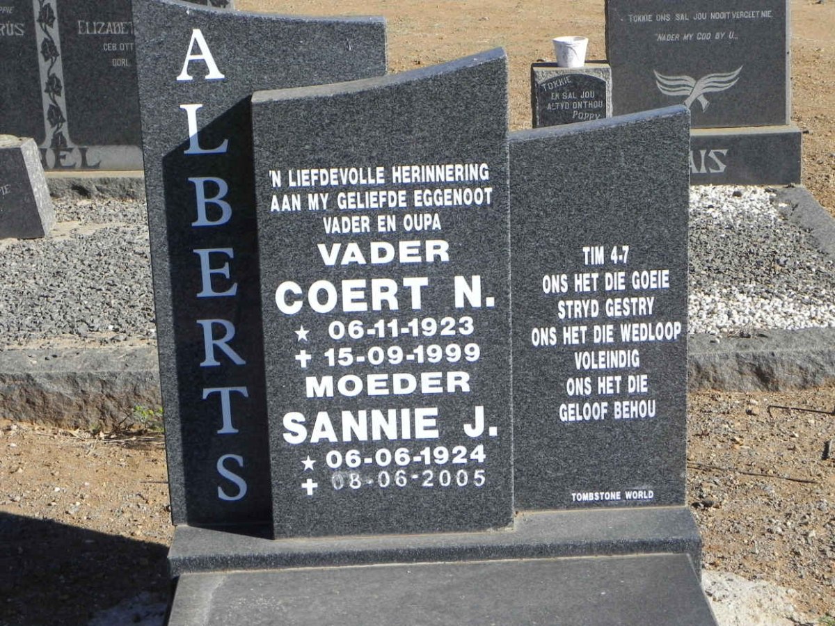 ALBERTS Coert N. 1923-1999 &amp; Sannie J. 1924-2005