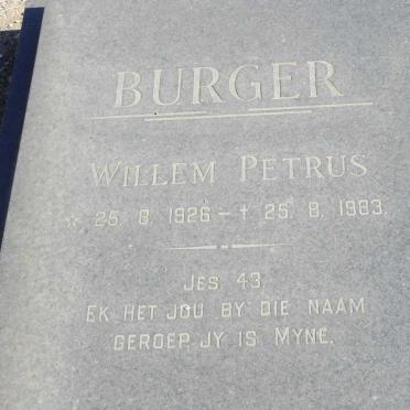 BURGER Willem Petrus 1926-1983