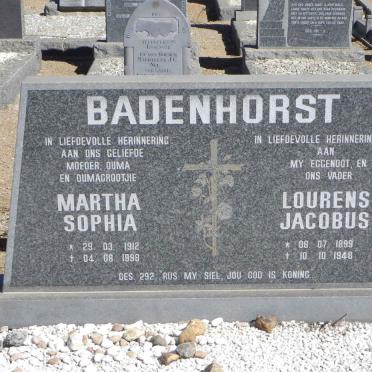 BADENHORST Lourens Jacobus 1899-1948 &amp; Martha Sophia 1912-1998
