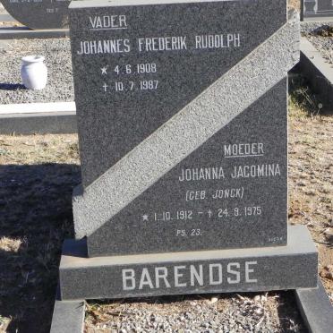 BARENDSE Johannes Frederik Rudolph 1908-1987 &amp; Johanna Jacomina JONCK 1912-1975