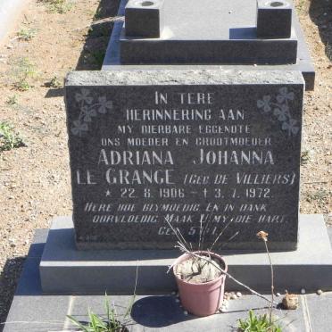 GRANGE Adriana Johanna, le nee DE VILLIERS 1906-1972